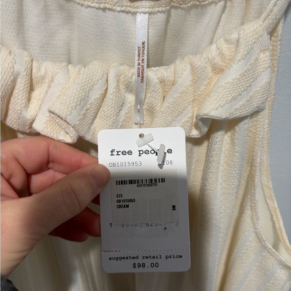 Free People Athens Tie Strap A-Line Midi Dress Cream S NWT New - Picture 3 of 8
